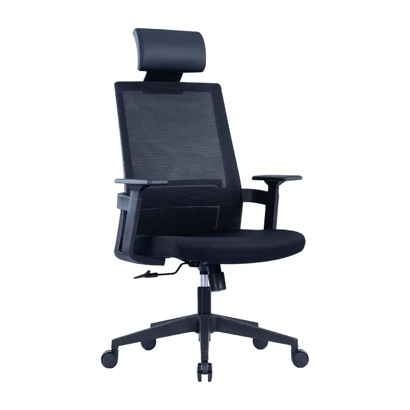 Eden Mesh Chair in Black with high back and adjustable headrest