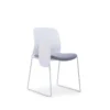 Fern Study Chair in grey with a white frame, grey fabric seat, and a PA nylon writing pad.