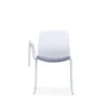 Fern Study Chair in grey with a white frame, grey fabric seat, and a PA nylon writing pad.