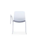 Fern Study Chair in grey with a white frame, grey fabric seat, and a PA nylon writing pad.