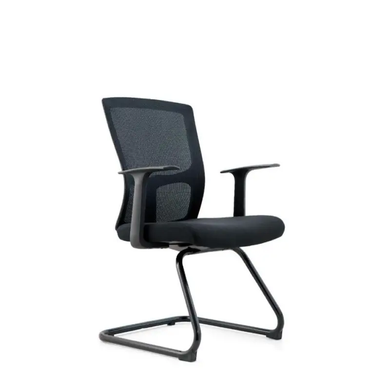 Lyon Visitor Chair in black with PP back frame and fixed armrests.