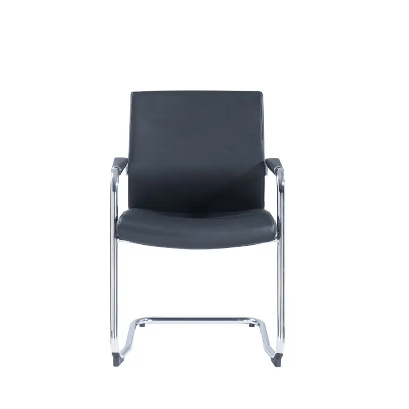 Noho Visitor Chair in black with PU material and a chrome metal base.