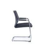 Noho Visitor Chair in black with PU material and a chrome metal base.