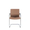 Noho Visitor Chair in brown with PU material and a metal chrome base.