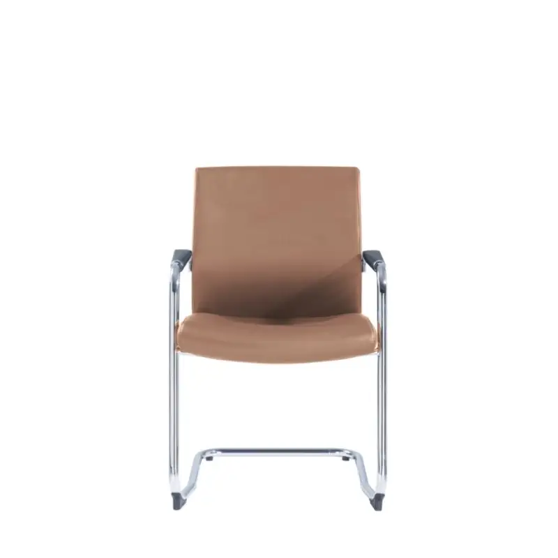 Noho Visitor Chair in brown with PU material and a metal chrome base.