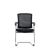 Oche Visitor Chair in black with mesh-fabric material and a metal chrome base.