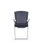 Oche Visitor Chair in black with mesh-fabric material and a metal chrome base.