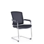 Oche Visitor Chair in black with mesh-fabric material and a metal chrome base.