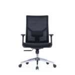 Sella Mesh Chair in black with mesh fabric, adjustable armrests, and lumbar support.