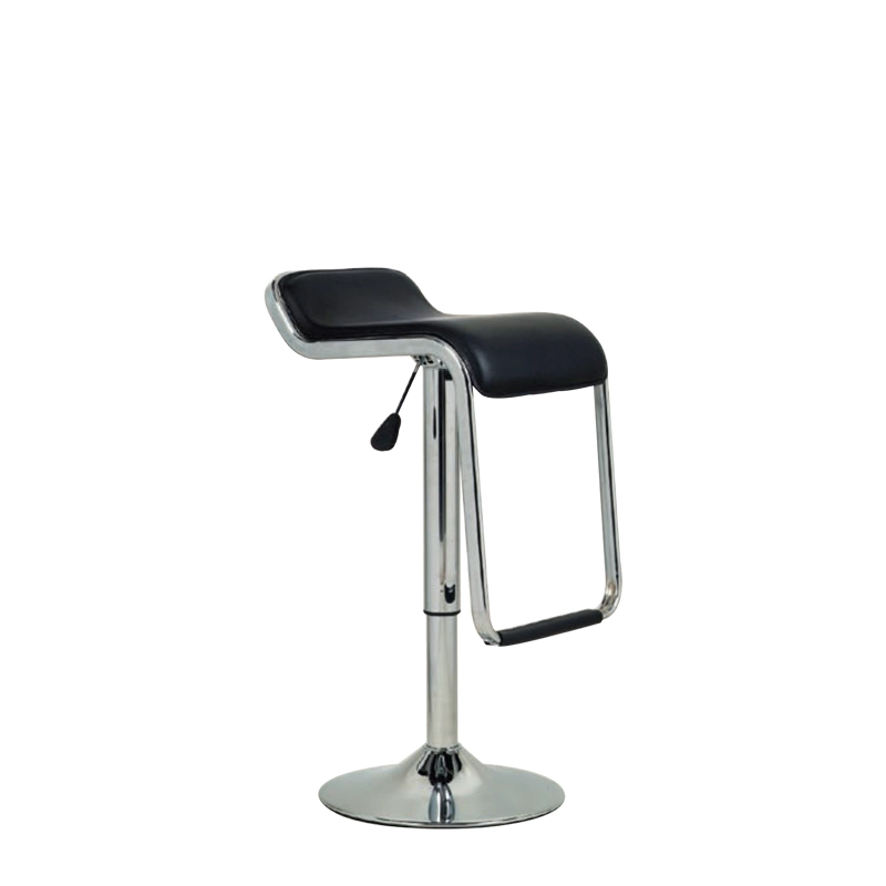 John Bar Stool with an upholstered seat, tilting mechanism, and chrome base.