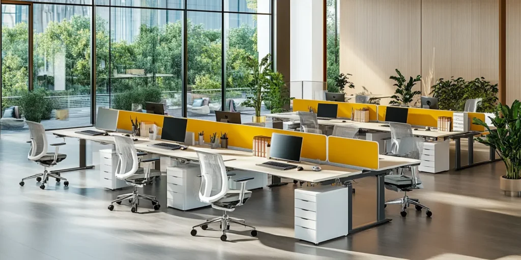 A modern workstation in an office setting, symbolizing productivity and ergonomic design in Dubai.