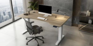 Height adjustable desk for ergonomic workspace setup