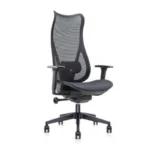 Swivel High Back Chair with black mesh backrest, adjustable lumbar support, and nylon base.