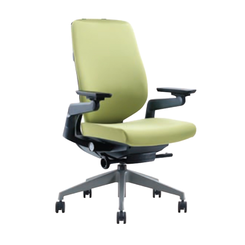 Belladonna medium back chair with ergonomic back shape, auto-adjustable lumbar support, multifunctional control, and a durable nylon base.